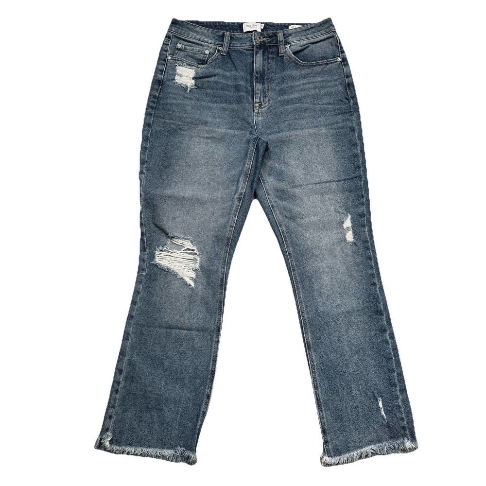 True Craft High Rise Slim Crop Ankle Jeans 11 (29x26) Blue Distressed Juniors
